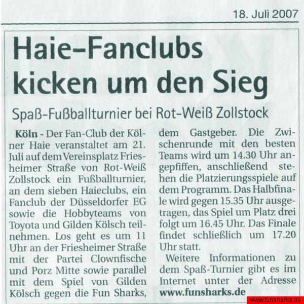 Zeitung Fussball Funsharks 2007