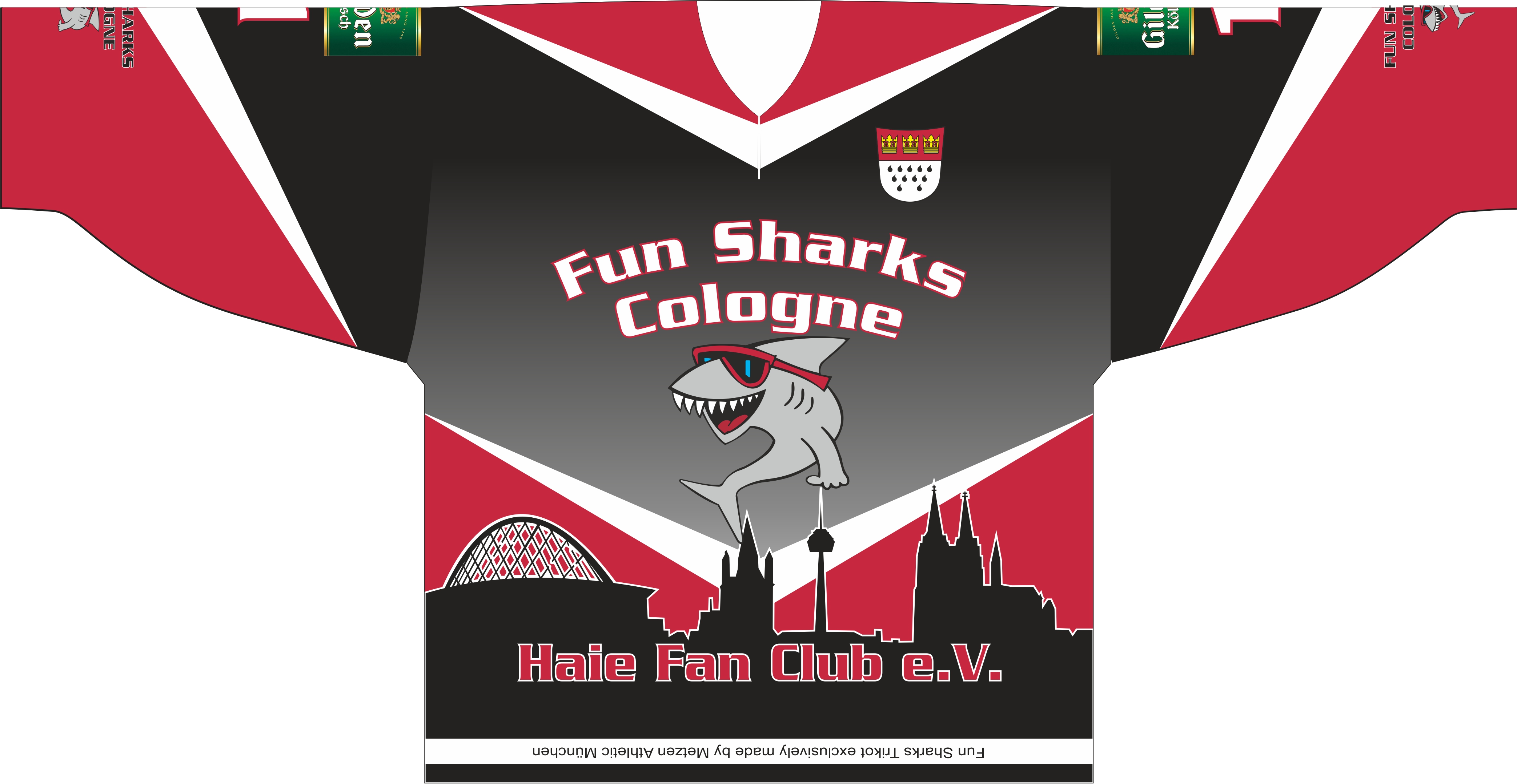 FunSharks Trikot schwarz vorne stitched