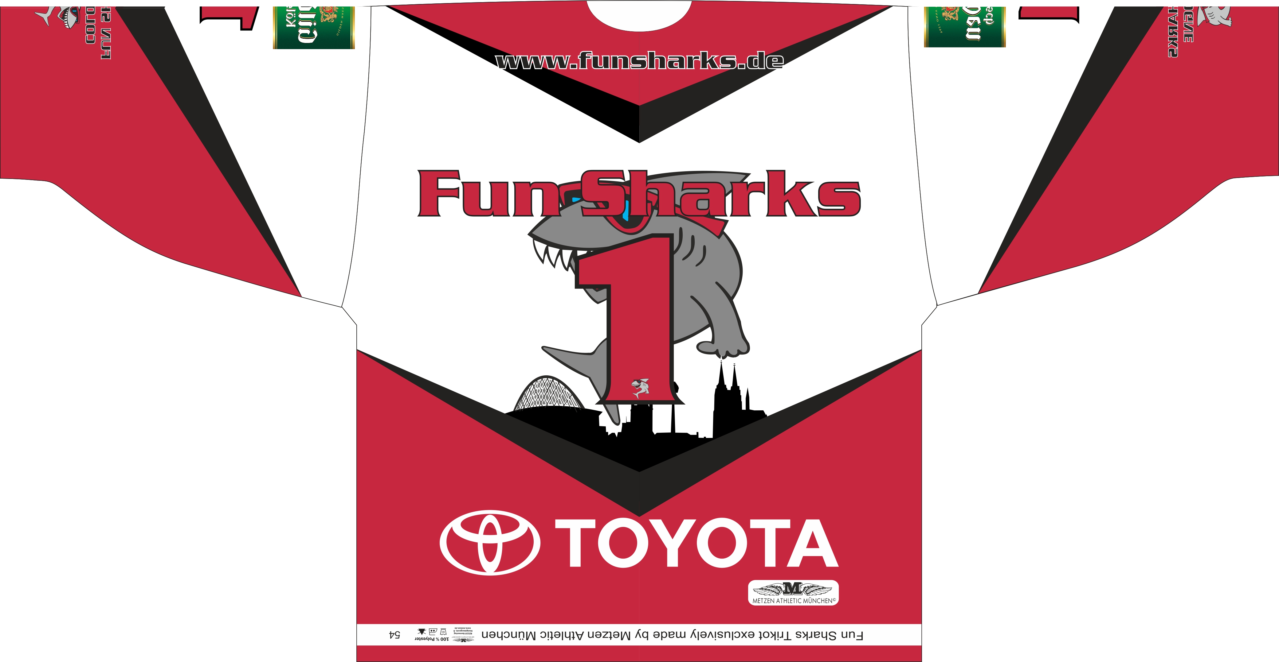 FunSharks Trikot weiss hinten stitched