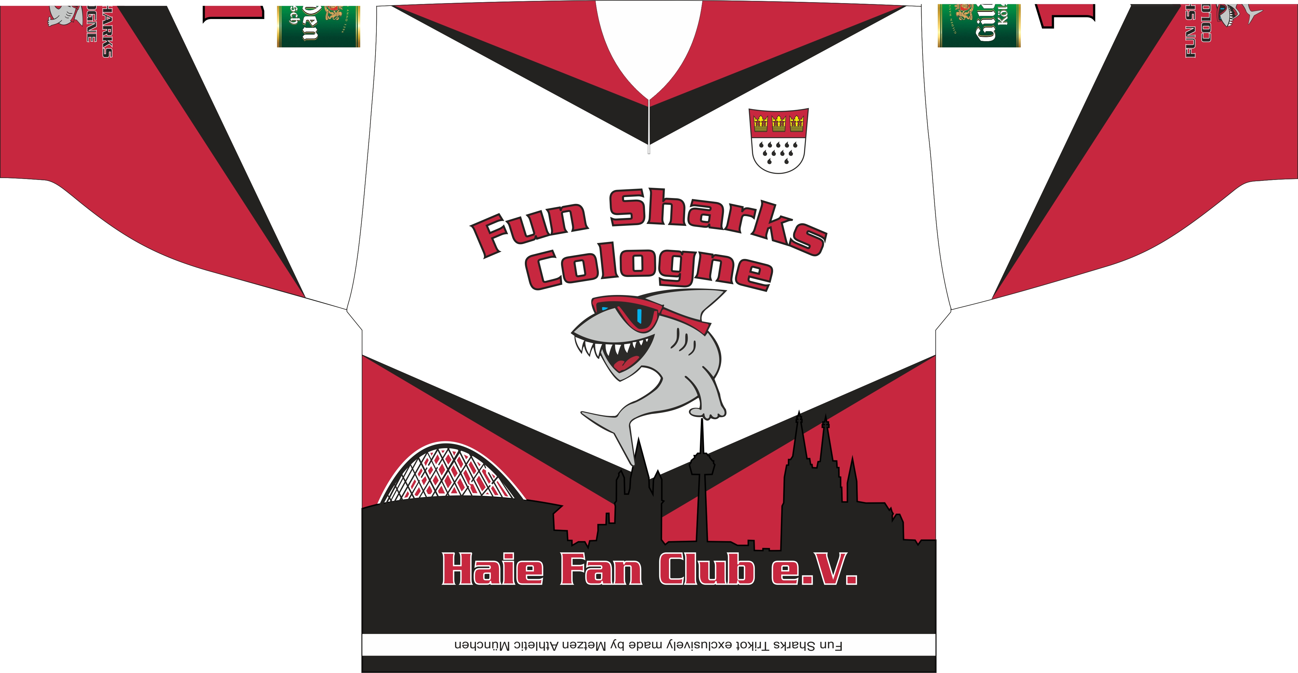 FunSharks Trikot weiss vorne stitched